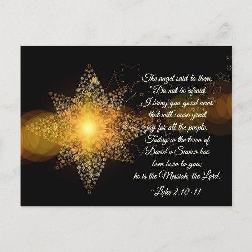 Luke 2 10_11 Do not be afraid Christmas Holiday Postcard
