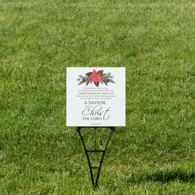 Luke 2:10-11 Poinsettia Christmas Scripture Sign (Insitu)