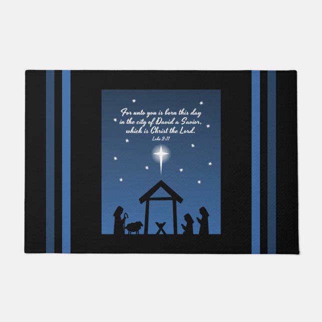 Luke 2:11 Christmas Bible Verse Doormat (Front)