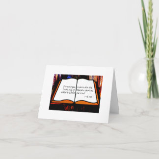 Luke 2:11 KJV Bible Verse on Stained Glass Window Holiday Card