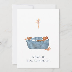 Luke 2:11 Original Watercolor Nativity Christmas Holiday Card