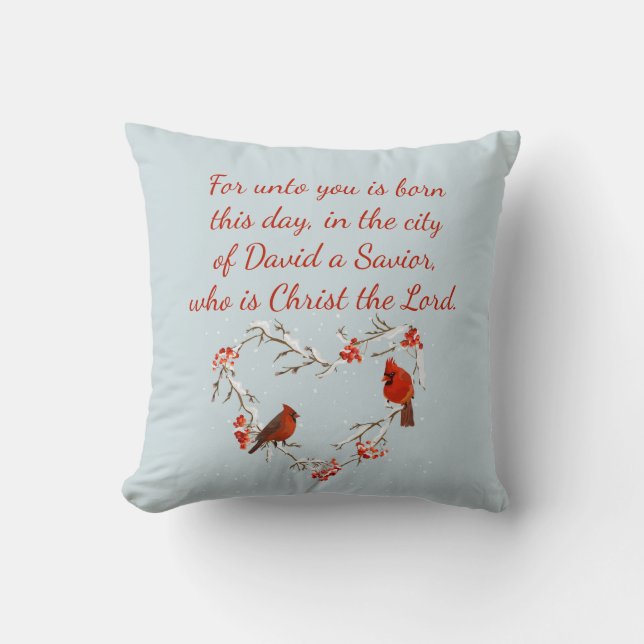 Luke 2:11 Scripture Christmas Bible Verse    Throw Pillow (Front)