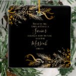 Luke 2:11 Scripture Elegant Gold Merry Christmas Ceramic Ornament<br><div class="desc">This stylish black and golden Merry Christmas ornament has a customizable Christmas story Bible verse on one side. Luke 2:11 "Today in the town of David a Savior has been born to you; he is the Messiah, the Lord." The inspirational scripture is written in stylish modern typography. It can be...</div>