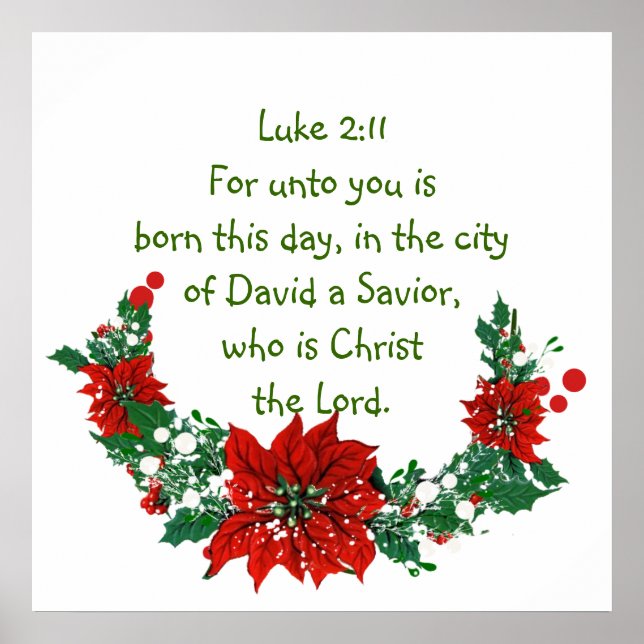 Luke 2:11 Scripture for Christmas Bible Verse Poster (Front)