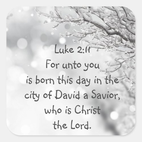 Luke 211 Scripture for Christmas Winter Scene Square Sticker
