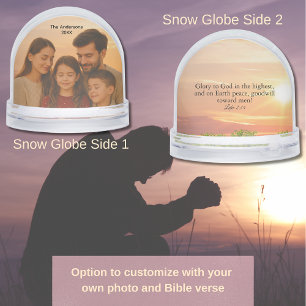 Luke 2:14 Family At Prayer Snow Globe