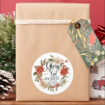 Luke 2:14 Glory to God Christmas Gold Floral Classic Round Sticker<br><div class="desc">Glory to God in the highest,  and on earth peace,  goodwill toward men. Luke 2:14 Inspirational Christmas Scripture with Christmas Gold Floral Wreath.</div>