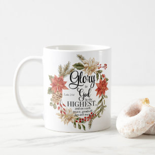 Luke 2:14 Glory to God Christmas Gold Floral Coffee Mug