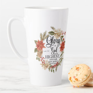 Luke 2:14 Glory to God Christmas Gold Floral Latte Mug