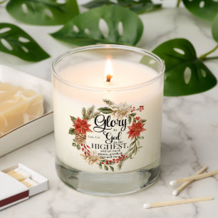 Luke 2:14 Glory to God Christmas Gold Floral Scented Candle