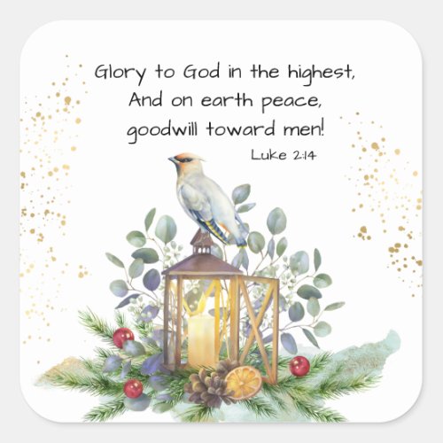 Luke 214 Glory to God in the Highest Christmas Square Sticker
