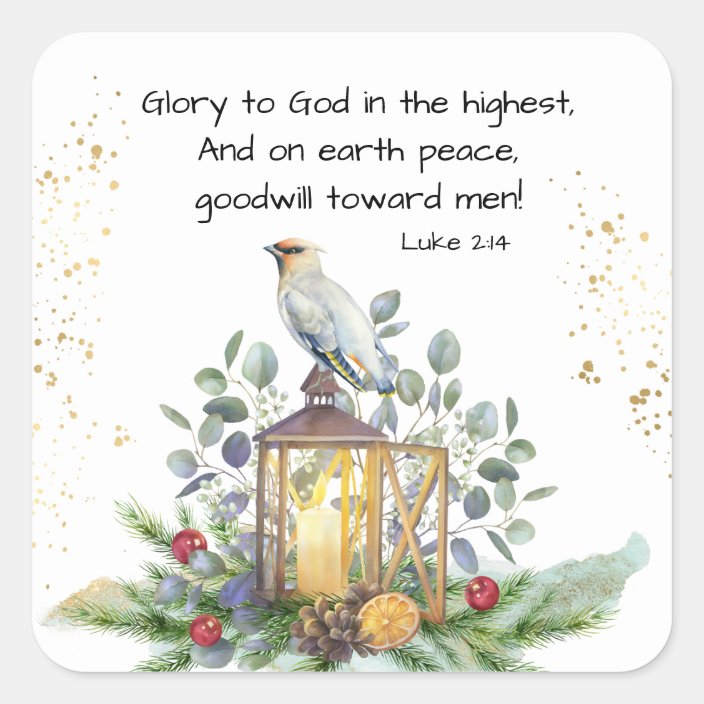 Luke 2 14 Glory To God In The Highest Christmas Square Sticker Zazzle Com