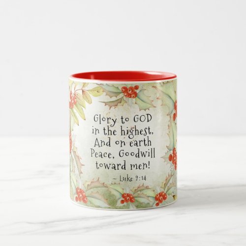 Luke 2 14 Glory to God in the Highest Christmas Two_Tone Coffee Mug
