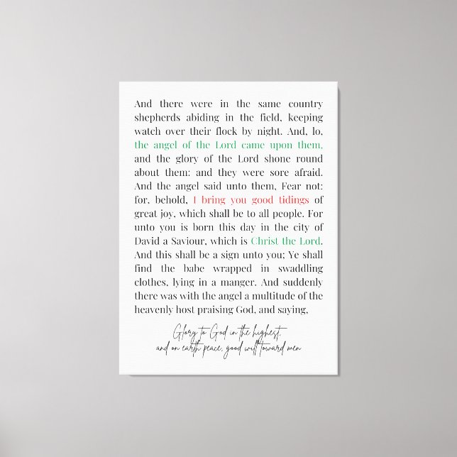 Luke 2:8-14 Canvas Print (Front)