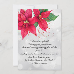 Luke 2 Beautiful Watercolor Poinsettia Floral Holiday Card