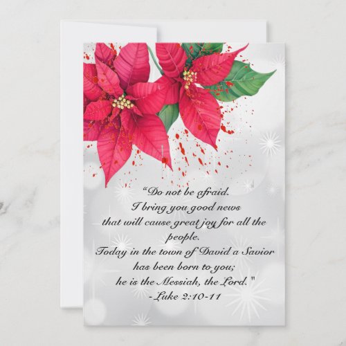 Luke 2 Beautiful Watercolor Poinsettia Floral Holiday Card