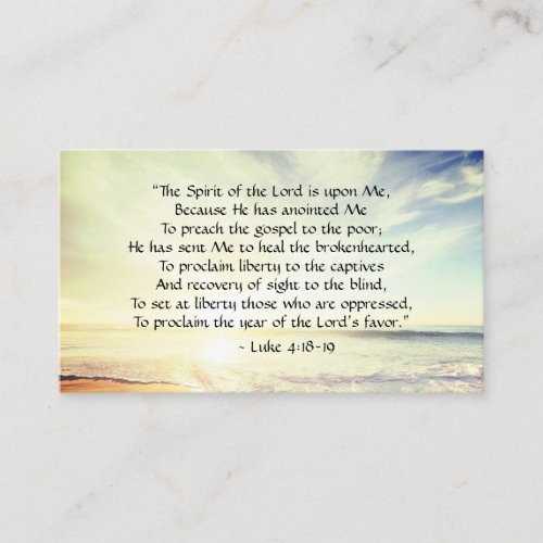 Luke 418_19 The Spirit of the Lord is upon Me Business Card