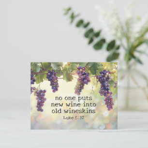 Luke 5:37 New Wine into Old Wineskins Bible Card