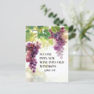 Luke 5:37 New Wine into Old Wineskins Bible Verse  Postcard