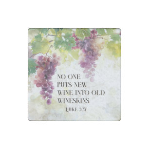 Luke 5:37 New Wine into Old Wineskins Bible Verse Stone Magnet