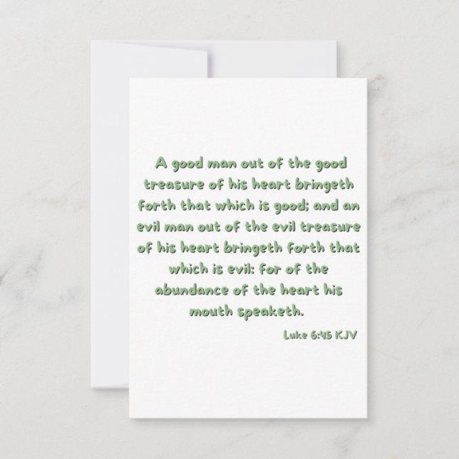 Luke 6:45 Bible Verse Scripture Flat Greeting Card (Front)