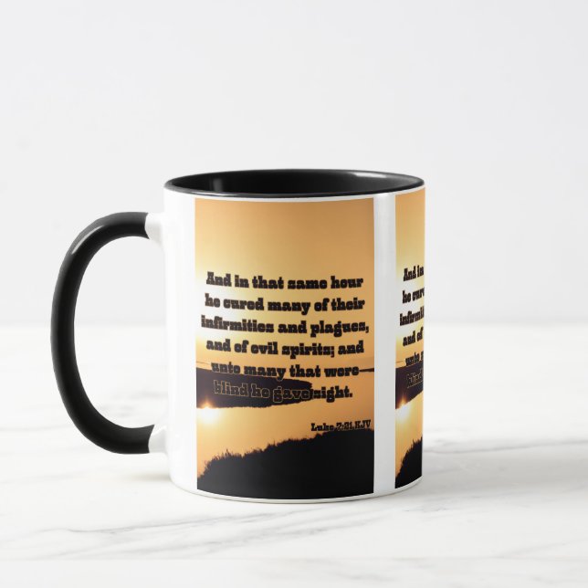 Luke 7:21 KJV Bible Scripture Pic Two-Tone Mug (Left)