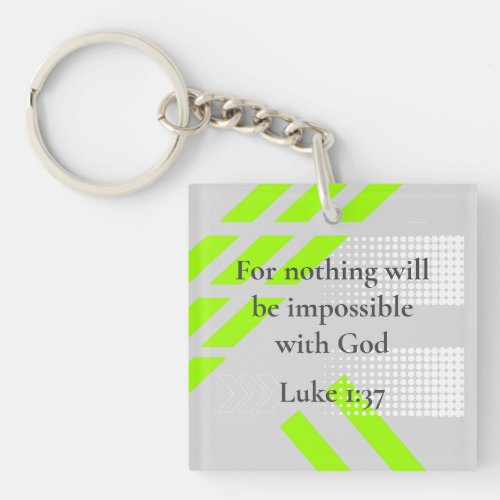 Luke Bible Verse Elegant Gray and Green Abstract   Keychain