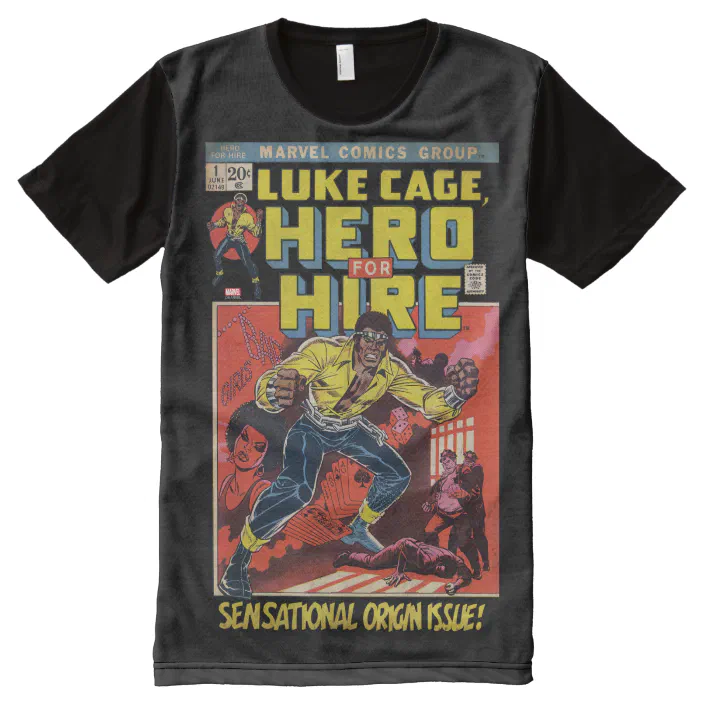 OFFICIAL MARVEL COMICS LUKE CAGE CITY PRITN COMIC STYED BLUE T-SHIRT NEW OFFICIAL MARVEL COMICS LUKE CAGE CITY PRITN COMIC STYED BLUE T-SHIRT NEW