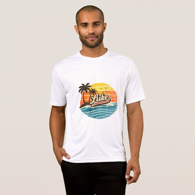 Luke Retro Sunset Name Design T-Shirt (Front Full)
