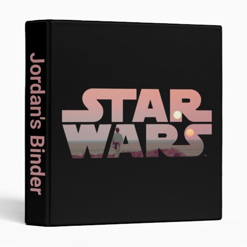 Luke Skywalker Tatooine Sunset Star Wars Logo 3 Ring Binder