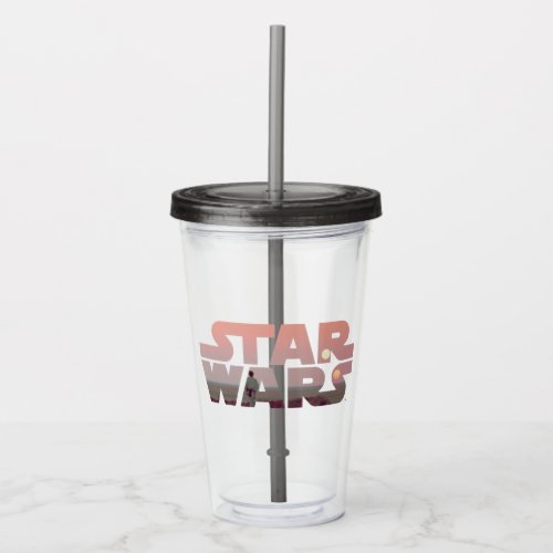 Luke Skywalker Tatooine Sunset Star Wars Logo Acrylic Tumbler