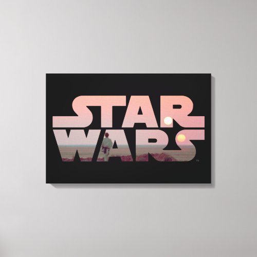 Luke Skywalker Tatooine Sunset Star Wars Logo Canvas Print