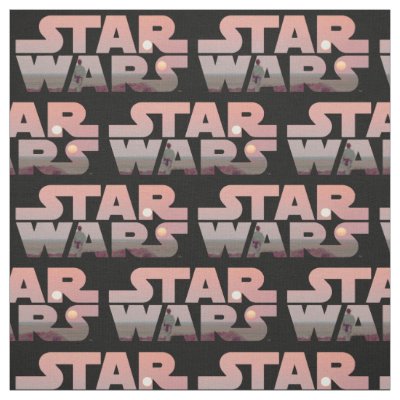 Luke Skywalker Tatooine Sunset Star Wars Logo Fabric