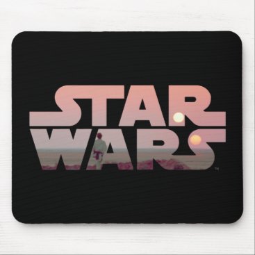 Luke Skywalker Tatooine Sunset Star Wars Logo Mouse Pad