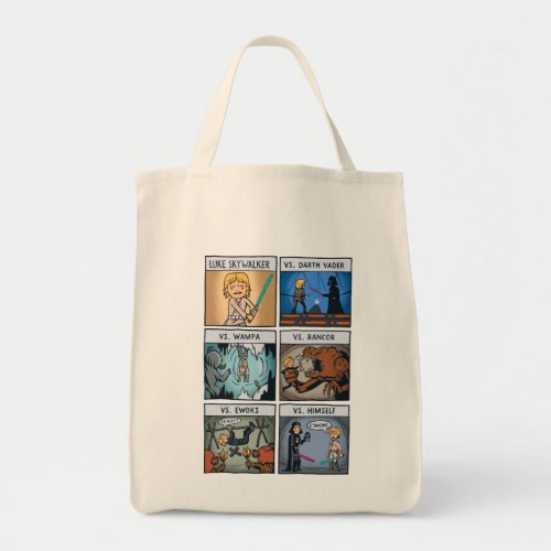 Luke Skywalker Versus Cartoon Panels Tote Bag