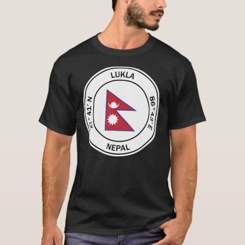 Lukla Longitude And Latitude Nepal Lukla GPS Coo T_Shirt