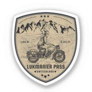 Lukmanier Pass swiss–alps motorcycle tour c Sticker