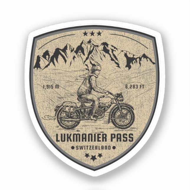 Lukmanier Pass swiss–alps motorcycle tour c Sticker (Front)