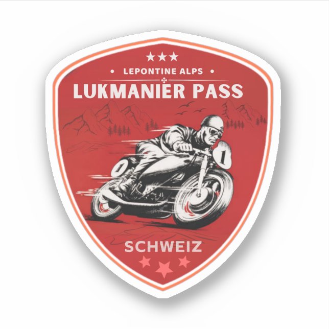 Lukmanier Pass swiss–alps motorcycle tour Sticker (Front)
