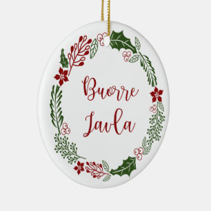Lule Sámi Merry Christmas Wreath, Buorre Javla Ceramic Ornament