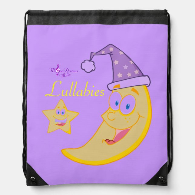Lullabies Sleepy Moon Drawstring Backpack (Front)
