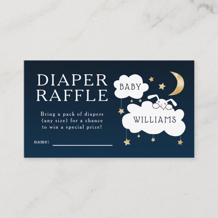 Lullaby Baby Shower Navy Diaper Raffle Ticket Enclosure ...