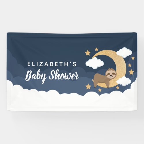 Lullaby Baby Sloth Moon Baby Shower Banner
