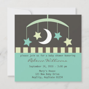 Lullaby Baby Stars and Moon Mobile Invitation