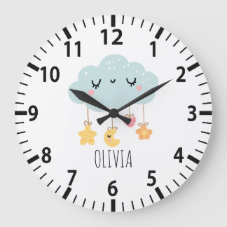 Lullaby Cloud Boho Nursery Wall Clock