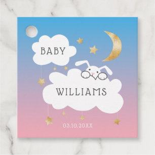 Lullaby Theme Bunny Pink and Blue Gender Reveal Favor Tags