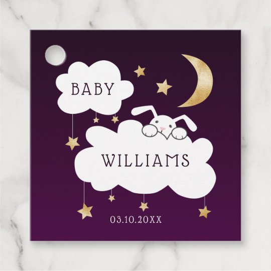 Lullaby Theme Purple Gold Baby Shower Favor Tags Zazzle Com