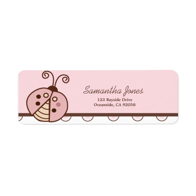Lullabye Ladybug Trendy Pink Dot Address Label (Front)