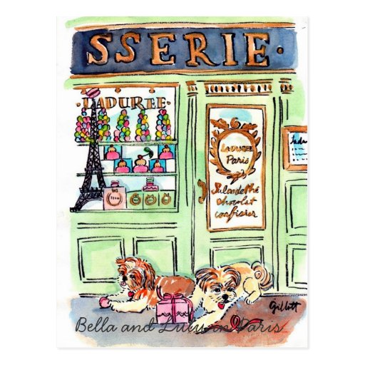 Lulu & Bella go to Paris postcard | Zazzle