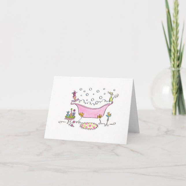 Lulu Notes / Bathtub 5.6 x 4 note card (Front)